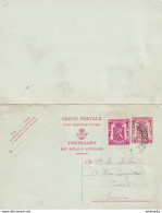 DDW728 - Entier Postal Double Avec REPONSE Petit Sceau 1 F + TP Dito BRUXELLES 1946 Vers PARIS Et Retour - Postkarten 1934-1951