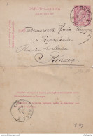 DDW772 - Entier Carte-Lettre Type TP 46 RENAIX 1889 En Locale - Origine  Manuscrite OSTICHES - Postbladen