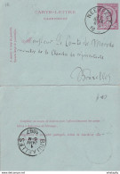 DDW768 - Entier Carte-Lettre Type TP 46 NEERPELT 1887 Vers Le Comte De Mérode , Député à BXL - Cartes-lettres