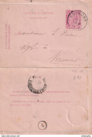 DDW752 - Entier Carte-Lettre Type TP 46 AGIMONT 1887 Vers NAMUR - Letter-Cards