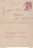 DDW763 - Entier Carte-Lettre Type TP 46  LAROCHE 1890 Vers DINANT - Origine Manuscrite BERISMENIL - Postbladen