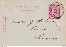 DDW756 - Entier Carte-Lettre Type TP 46 DEUX ACREN 1891 Vers LESSINES - Cartes-lettres