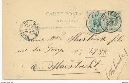 DDW599 - Entier Postal Lion Couché LIEGE 1888 - RARE Boite Urbaine ( Frappe Faible) Du Quartier De SAINT GILLES - Landpost (Ruralpost)