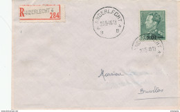 884/30 -- Enveloppe Recommandée TP Moins 10% Poortman Surcharge Locale ANDERLECHT 4 En Mai 1946 - 1946 -10%