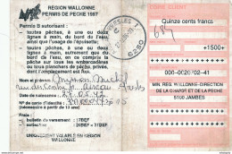 882/30 -- Permis De Peche (Visverlof) TP Albert II  AISEAU-PRESLES 1 En 1996 - Cartas & Documentos