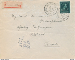 292/30 -  Lettre Recommandée TP Col Ouvert 5 F Moins 10 % - KRUISHOUTEM 1947 Vers BXL - 1946 -10%