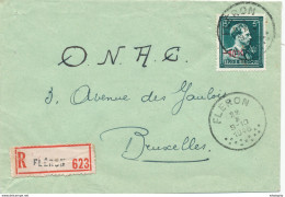 279/30 -  Lettre Recommandée TP Col Ouvert 5 F Moins 10 % - FLERON 1946 Vers BXL - 1946 -10%