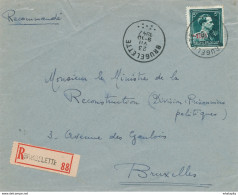 270/30 -  Lettre Recommandée TP Col Ouvert 5 F Moins 10 % - BRUGELETTE 1947 Vers BXL - 1946 -10%