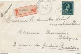 262/30 -  Lettre Recommandée TP Col Ouvert 5 F Moins 10 % - BARVAUX 1947 Vers BXL - 1946 -10%