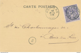 340/30 -- Carte Postale Privée TP 71 EXPO Bruxelles HAINE ST PIERRE 1897 Vers Charbonnages De BOIS DU LUC Via HOUDENG - 1894-1896 Ausstellungen
