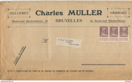 354/30 -- PREO 2 C Typo En Bande De Trois BRUXELLES 12 Sur Bande De Journal  Vers NAZARETH - Sobreimpresos 1906-12 (Armarios)
