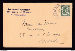 DDAA 900 - Carte Privée TP Petit Sceau FLORENVILLE 1947 - 2 X Cachet Le Sous-inspecteur Des Eaux Et Forets à FLORENVILLE - 1935-1949 Piccolo Sigillo Dello Stato