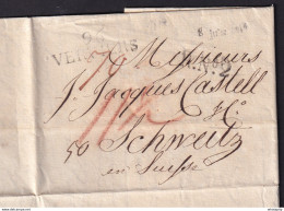 DDAA 564 - Lettre Précurseur 96 VERVIERS , Griffe 8 Juin 1814 , Griffe R No 2 Vers SCHWEITZ Suisse - Signée Henrard - 1814-1815 (Generaal Gouv. België)