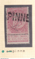 DDA 516 - Griffe D'Origine / De Gare Sur Timbre-Poste Fine Barbe (GER) PINNE (S) + Perforé A.T.   -   GERPINNES - Linear Postmarks