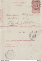 DDY743 - Entier Carte-Lettre Type TP 57 YVES-GOMEZEE 1898 Vers Notaire Haverland à THY LE CHATEAU - Signée Wariginaire - Carte-Lettere