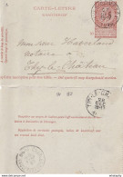 DDY743 - Entier Carte-Lettre Type TP 57 YVES-GOMEZEE 1898 Vers Notaire Haverland à THY LE CHATEAU - Signée Wariginaire - Cartas-Letras