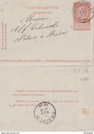 DDY734 - Entier Carte-Lettre Type TP 57 HUCCORGNE 1894 à BRAIVES - Signée Wilmez (?) - Cartas-Letras