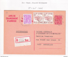 DDY 880 -  Avis De Changement D' Adresse - Plus Rares En Recommandé - 7 F + 61 F En TP Elstrom + Lion - UCCLE 4 En 1983 - Addr. Chang.