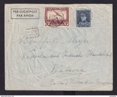 DDY 886 - Enveloppe PAR AVION TP Képi + Avion ANTWERPEN 1936 Vers BATAVIA Indes NL - Destination RARE - 1931-1934 Képi