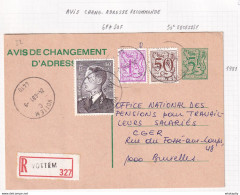 DDY 878 -  Avis De Changement D' Adresse - Plus Rares En Recommandé - 5 F + 51 F 50 En TP - VOTTEM En 1981 Vers BXL - Avis Changement Adresse