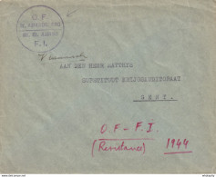 DDY 630 - Guerre 40/45 Résistance - Enveloppe En Franchise OF -FI ST AMANDSBERG - Onafhankelijkheids Front Indépendance - Weltkrieg 1939-45 (Briefe U. Dokumente)