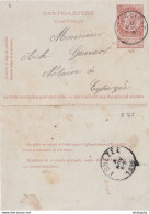 DDY726 - Entier Carte-Lettre Type TP 57 BURDINNE 1896 Vers Le Notaire Genart à EGHEZEE - Signée Pauly à HANNECHE - Letter-Cards