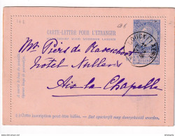 DDY 311 - Carte-Lettre Fine Barbe (avec Tous Ses Bords) COUCKELAERE Vers Mr Piers De Raveschoot à AIX LA CHAPELLE - Carte-Lettere