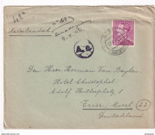 DDY 620 - Travailleur Civil Belge - Enveloppe + Texte Complet 4p. TP Poortman LIER 1944 Vers Hotel Christophel à TRIER - Guerra 40 – 45 (Cartas & Documentos)