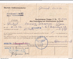 DDY 203 --  Document Du Deutsche Arbeiteisatz ( Travailleurs Civils) - Exemption Pour Un Etudiant à BRUXELLES 1944 - WW II (Covers & Documents)