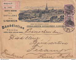 DDY 045 - Liqueur BENEDICTINE à FECAMP - Lettre Reco Publicitaire Illustrée TP Germania HAMBURG 1903 - Vins & Alcools