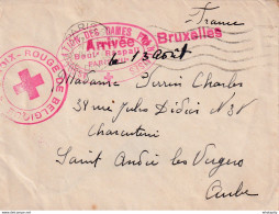 DDY014 - Enveloppe BRUXELLES 1940 Vers France (Aube) - Via CROIX ROUGE De Belgique Et Dames De France à PARIS - Guerra 40 – 45 (Cartas & Documentos)