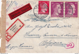DDY 020 - Travailleur Civil En Allemagne - Enveloppe + Contenu TP Hitler ZWICKAU 1944 - Griffe Du Camp Kuhberg - Guerre 40-45 (Lettres & Documents)
