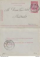 DDX967  -  Carte-Lettre Fine Barbe TONGRES 1902 Vers MAASTRICHT - TARIF FRONTALIER NL = 10 C (au Lieu De 20 C) - Letter-Cards