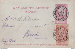 DDX970  -  Enveloppe-Lettre + TP Fine Barbe BRUXELLES 1895 Vers BREDA  - TARIF PREFERENTIEL NL - Buste-lettere