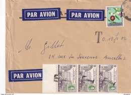 DDX850 - RWANDA - Lettre AVION TP 5 Francs Fleurs Surchargé - Taxé En Belgique 18 Francs Par Timbres-Poste + Griffe T - Other & Unclassified