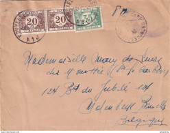 DDX 700 -- Enveloppe En Franchise Militaire - GUINGAMP France 12/1939 Vers BXL- Taxation Au Port Intérieur Simple à 75 C - WW II (Covers & Documents)