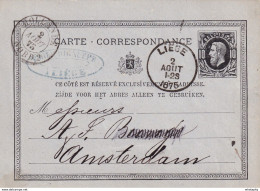 DDX 299 -- 2 X Entier Postal Belge 1875 Et Pays-Bas 1879 - Cachets De Passage HOLLANDE NORD 2 (Ambulant) Différents - Transit Offices