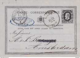 DDX 298 -- 2 X Entier Postal Belge 1875 Et Pays-Bas 1876 - Cachets De Passage HOLLANDE NORD 1 ( Ambulant) Différents - Doorgangstempels