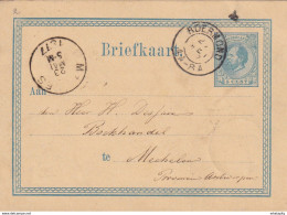 DDX 297 -- Entier Postal Pays-Bas ROERMOND 1877 Vers MECHELEN - Cachet D' Entrée HOLLANDE Par LIEGE - Officinas De Paso