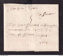 DDCC 915 - Lettre Précurseur Manuscrit "de Saintrond" 1738 à GENT - Signée Moermans , Pater Alexianis - Port 5 Stuivers - 1714-1794 (Paesi Bassi Austriaci)
