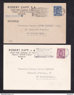 DDBB 792 - Carte Firme Robert ZAPP TP Sceau BRUXELLES 1945 - Griffe "SOUS SEQUESTRE" Pour Activités Pendant La Guerre - Oorlog 40-45 (Brieven En Documenten)