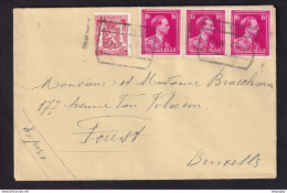 DDBB 776 - Enveloppe En EXPRES TP Col Ouvert + Petit Sceau Gare De HASTIERE 1941 Vers FOREST BXL - 1936-1957 Offener Kragen