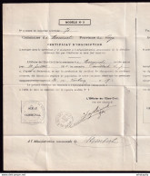 DDBB 747 - Certificat De Changement De Résidence De Mme Quoidsbach En 1910 , De STEMBERT à MORESNET (Cachet Admin. Com) - Zonder Portkosten