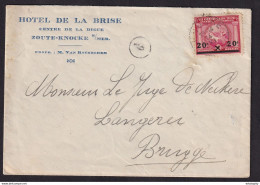 DDBB 577 - Enveloppe Illustrée TP Jeux Olympiques KNOKKE 1921 Vers BRUGGE - Entete Et Gravure Hotel De La Brise, Digue - Estate 1920: Anversa