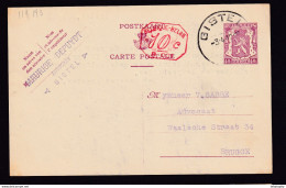 DDBB 095 -- Entier Petit Sceau GISTEL 1942 Vers BRUGGE - Cachet Privé Maurice Depuydt , Advocaat Te GISTEL - Briefkaarten 1934-1951