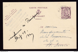 DDBB 090 --  Entier Petit Sceau ASSESSE 1949 Vers SAINT DENIS - Cachet Privé Lurkin , Couvreur-Ardoisier à DURNAL - Briefkaarten 1934-1951