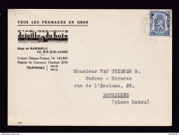 DDBB 007 - Carte Privée TP Petit Sceau CHARLEROI 1944 - Entete Fromages En Gros Dejaiffe-Dubois à MARCINELLE - 1935-1949 Klein Staatswapen