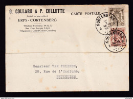 DDBB 008 - Carte Privée TP Petit Sceau KORTENBERG 1939 - Entete Collard § Collette à ERPS-CORTENBERG - 1935-1949 Petit Sceau De L'Etat