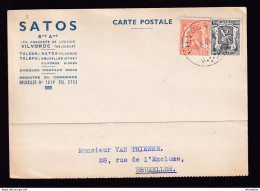 DDBB 010 - Carte Privée TP Petit Sceau VILVOORDE 1946 - Entete SATOS S.A. - Vente De Colle De Lapin - 1935-1949 Kleines Staatssiegel