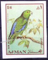Ajman 1969 MNH Imperf, Birds, Dusky-billed Parrotlet, Parrots - Perroquets & Tropicaux